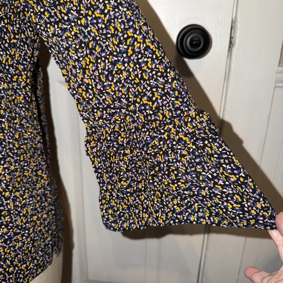 Maeve Anthropooogie 3/4 Sleeve Blouse Size M Print Button Multi Color - Picture 3 of 7